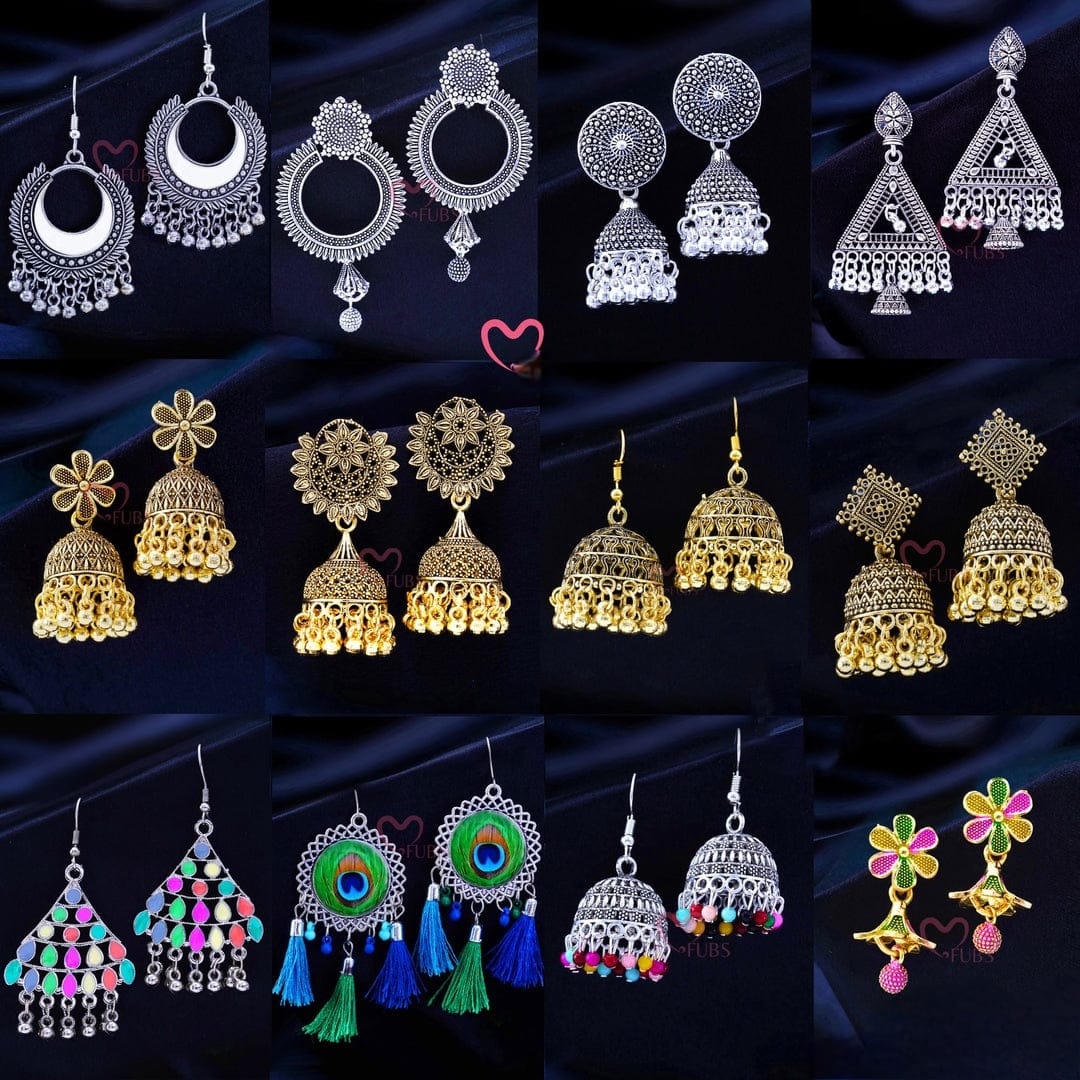 Shahi Combo of 12 Designer Jhumkas with Sandesh Patra(Scroller) and 2 Free Gifts