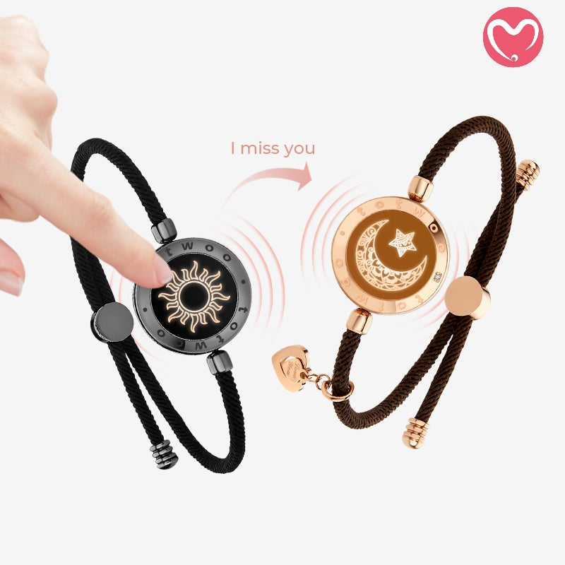 Sun & Moon Touch Bracelets with Milan Rope (Black+Brown)