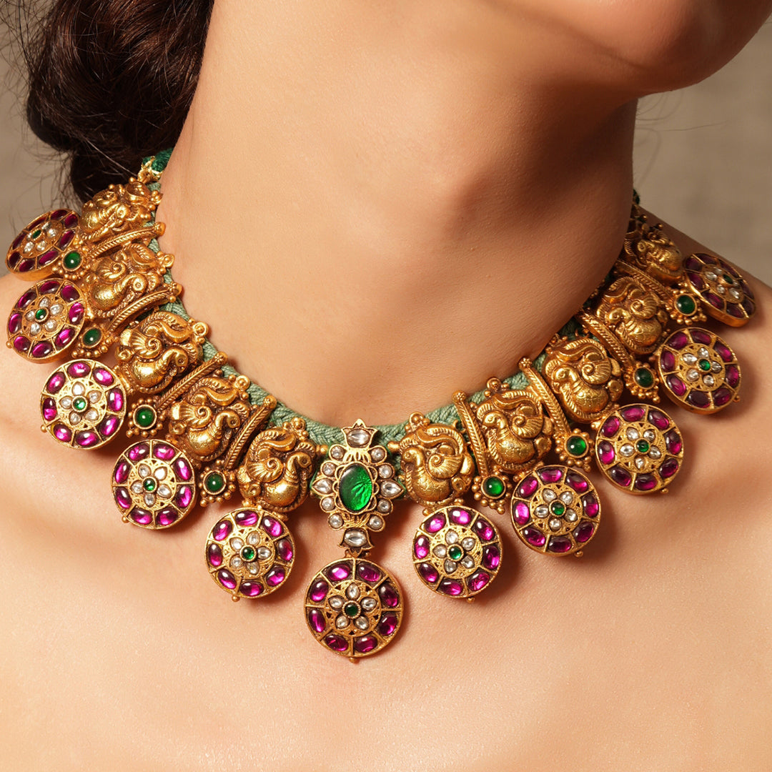 Golden Aura Temple Necklace